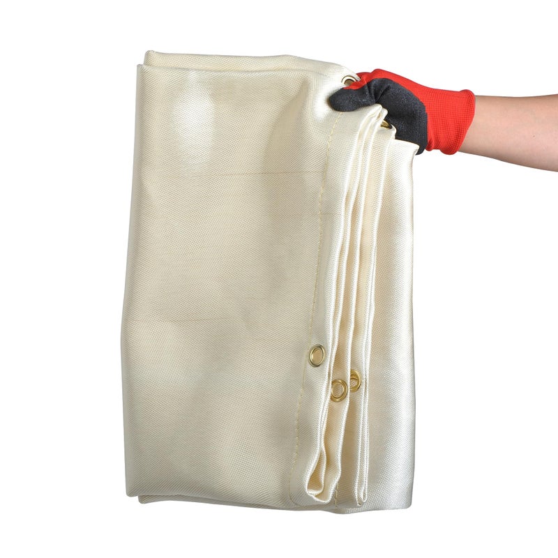 WINTOOLS 4 Feet x 6 Feet Welding Blanket Fire Flame Retardant Fiberglass Safety Shield Grommets - Image 1